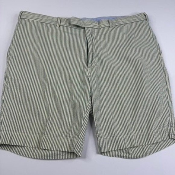 Polo Ralph Lauren Mens Striped Beige Seersucker Shorts Size 40 - Picture 2 of 8
